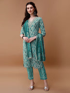 Embroidered And Floral Printed Kurta With Pant & Dupatta, Multicolor - Hiral Fashion - Distacart
