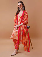 Embroidered And Floral Printed Kurta With Pant & Dupatta, Multicolor - Hiral Fashion - Distacart