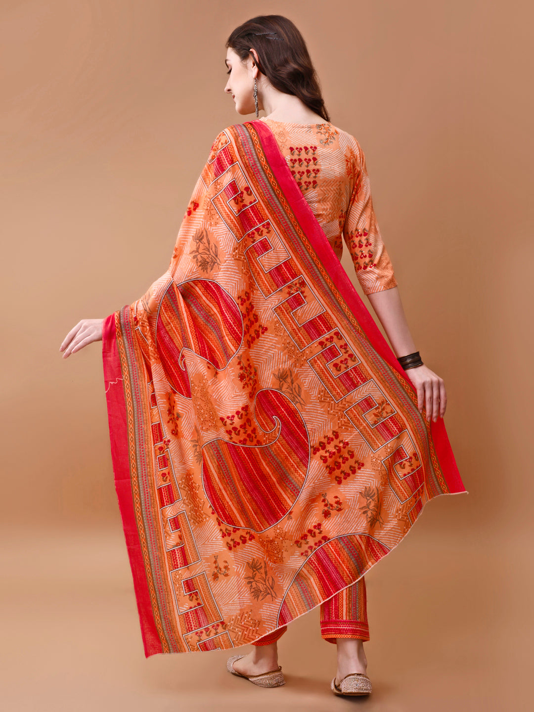 Embroidered And Floral Printed Kurta With Pant & Dupatta, Multicolor - Hiral Fashion - Distacart