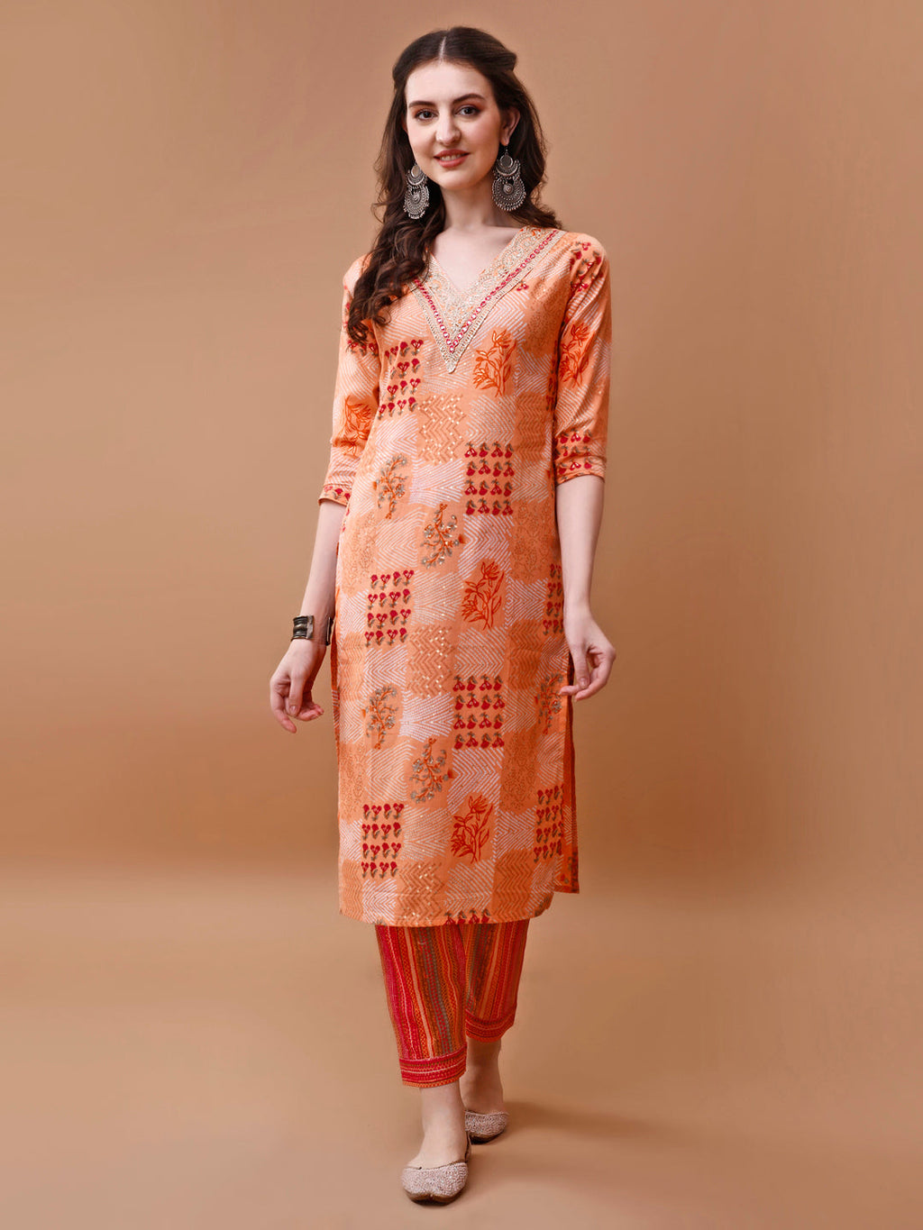 Embroidered And Floral Printed Kurta With Pant & Dupatta, Multicolor - Hiral Fashion - Distacart