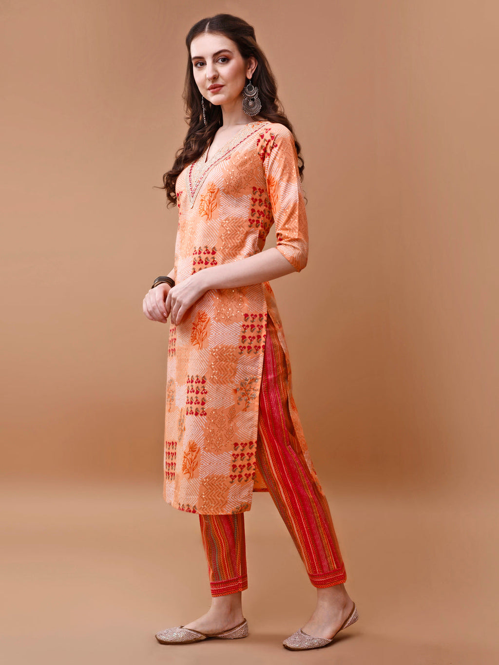 Embroidered And Floral Printed Kurta With Pant & Dupatta, Multicolor - Hiral Fashion - Distacart