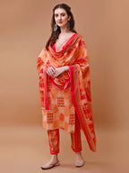 Embroidered And Floral Printed Kurta With Pant & Dupatta, Multicolor - Hiral Fashion - Distacart