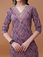 Embroidered And Floral Printed Kurta With Pant & Dupatta, Multicolor - Hiral Fashion
