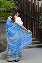 Beatitude Blue Cotton Handloom Saree