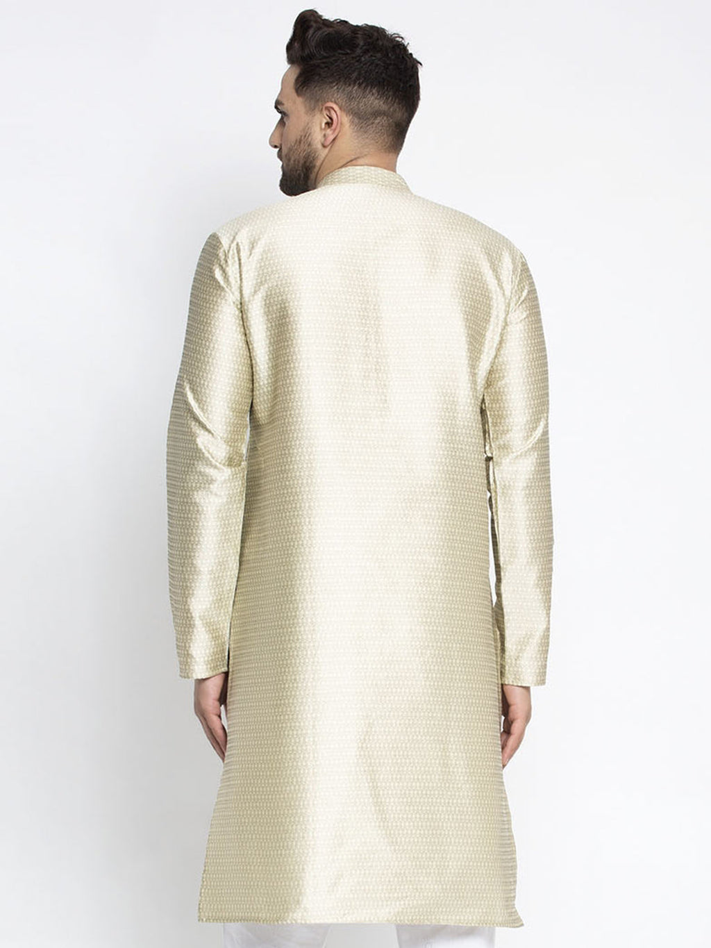 Jompers Men Beige & White Woven Design Kurta Only - Distacart