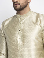 Jompers Men Beige & White Woven Design Kurta Only - Distacart