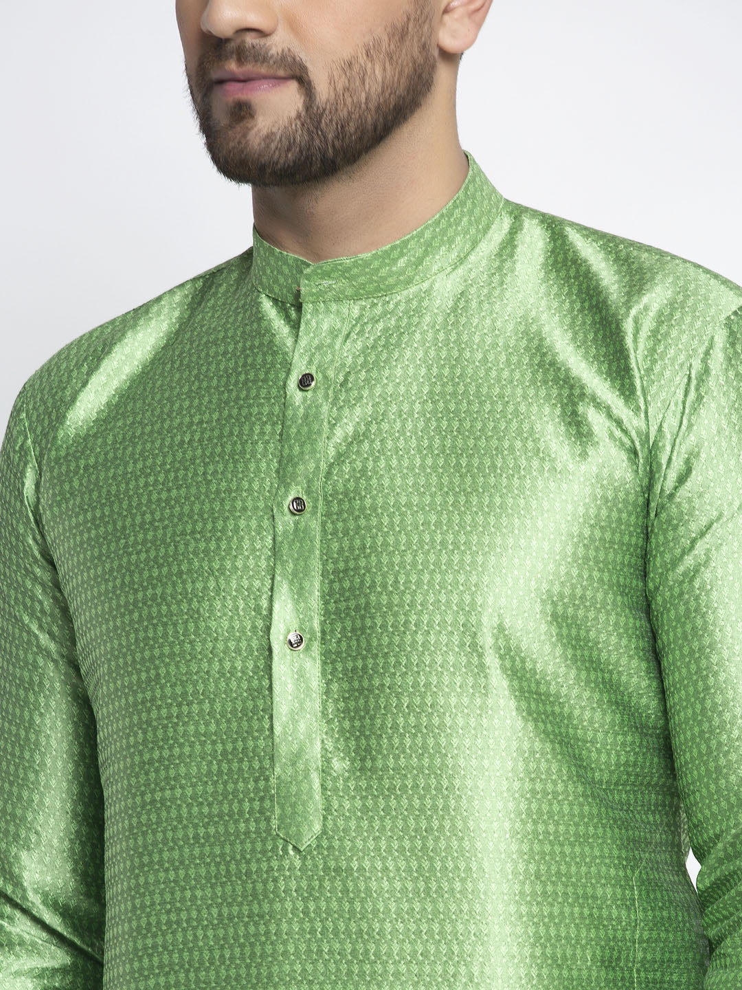 Jompers Men Green & White Woven Design Kurta Only - Distacart