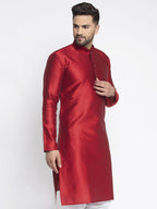Jompers Men Maroon & White Woven Design Kurta Only - Distacart