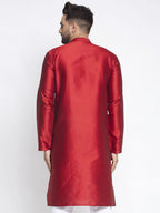 Jompers Men Maroon & White Woven Design Kurta Only - Distacart