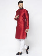 Jompers Men Maroon & White Woven Design Kurta Only - Distacart