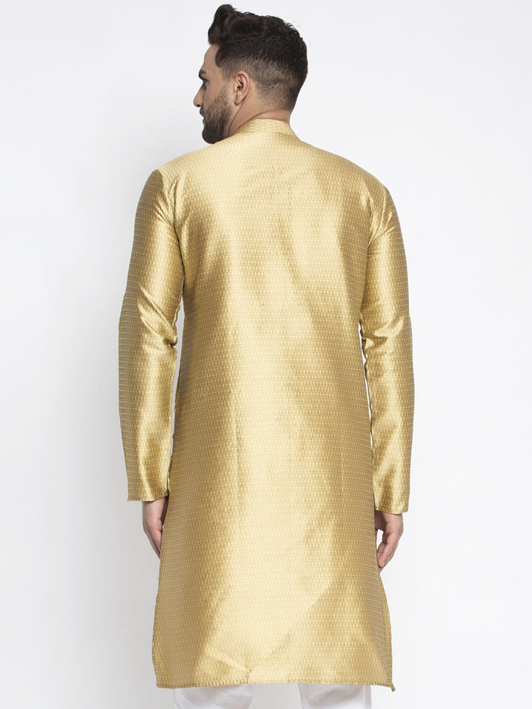 Jompers Men Mustard & White Woven Design Kurta Only - Distacart
