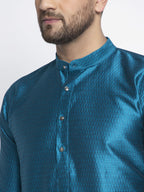 Jompers Men Blue & White Woven Design Kurta Only - Distacart