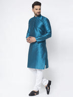 Jompers Men Blue & White Woven Design Kurta Only - Distacart