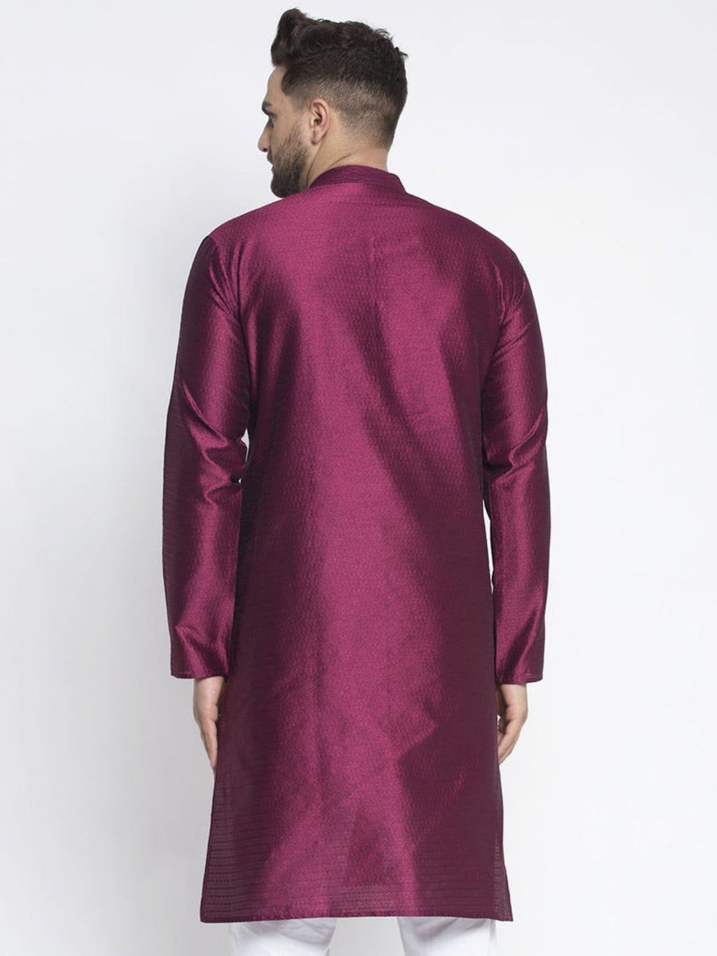 Jompers Men Purple & White Woven Design Kurta Only - Distacart