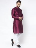 Jompers Men Purple & White Woven Design Kurta Only - Distacart