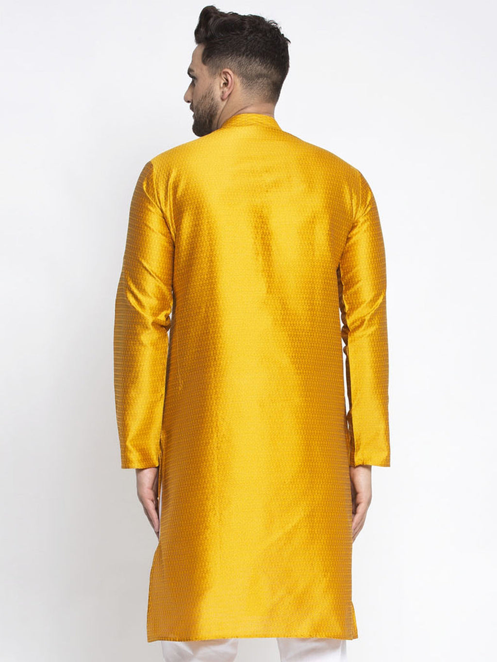 Jompers Men Yellow & White Woven Design Kurta Only - Distacart