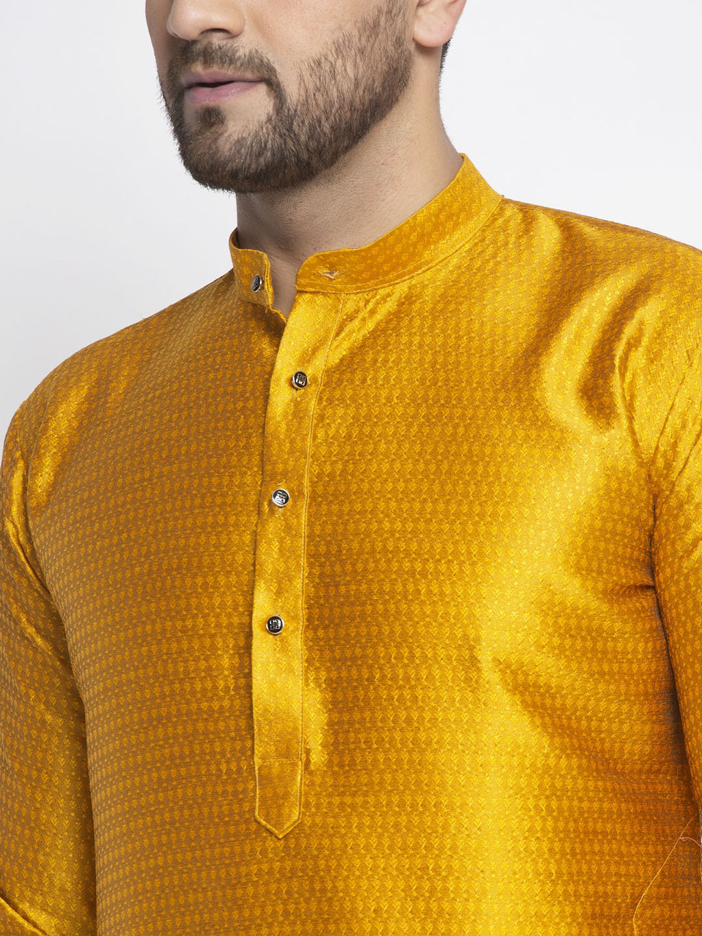 Jompers Men Yellow & White Woven Design Kurta Only - Distacart