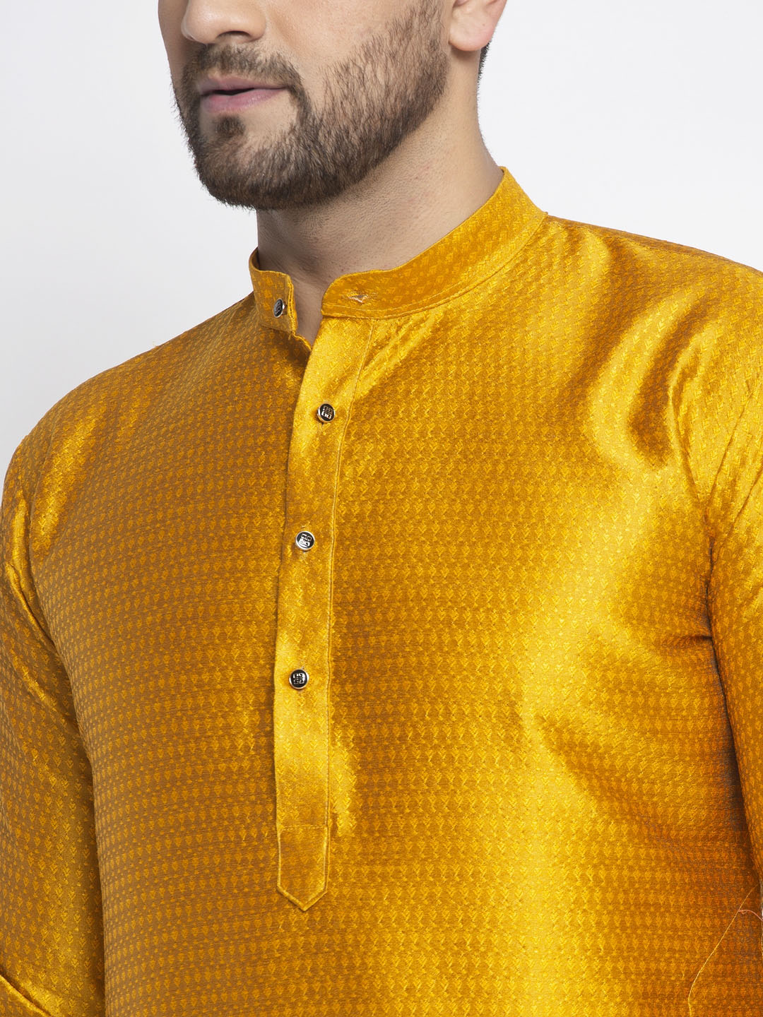 Jompers Men Yellow & White Woven Design Kurta Only - Distacart