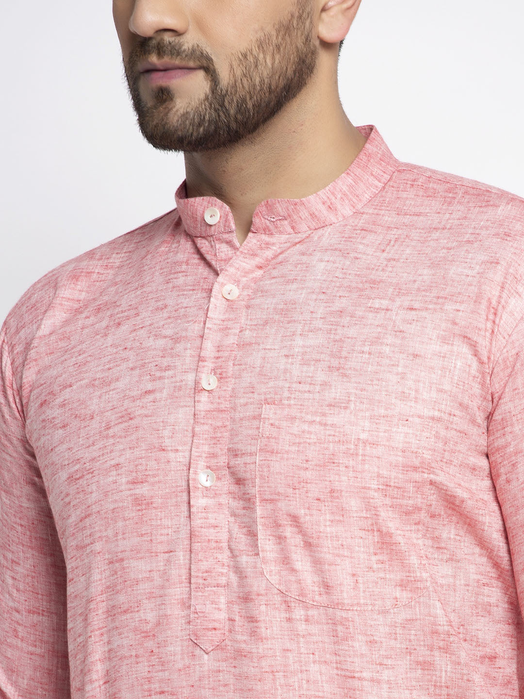 Jompers Men Pink & White Self Design Kurta Only - Distacart