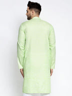 Jompers Men Green & White Self Design Kurta Only - Distacart