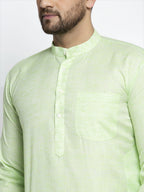 Jompers Men Green & White Self Design Kurta Only - Distacart