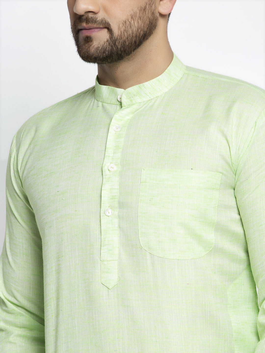 Jompers Men Green & White Self Design Kurta Only - Distacart