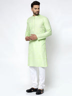 Jompers Men Green & White Self Design Kurta Only - Distacart