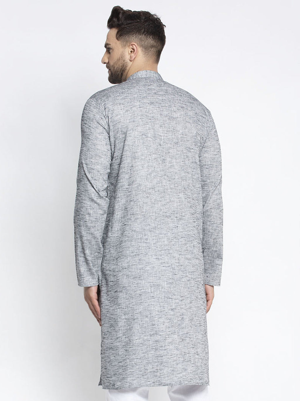 Jompers Men Grey & White Self Design Kurta Only - Distacart