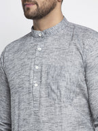 Jompers Men Grey & White Self Design Kurta Only - Distacart