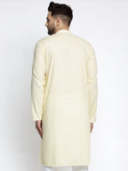 Jompers Men Lemon Yellow & White Self Design Kurta Only - Distacart