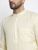 Jompers Men Lemon Yellow & White Self Design Kurta Only - Distacart