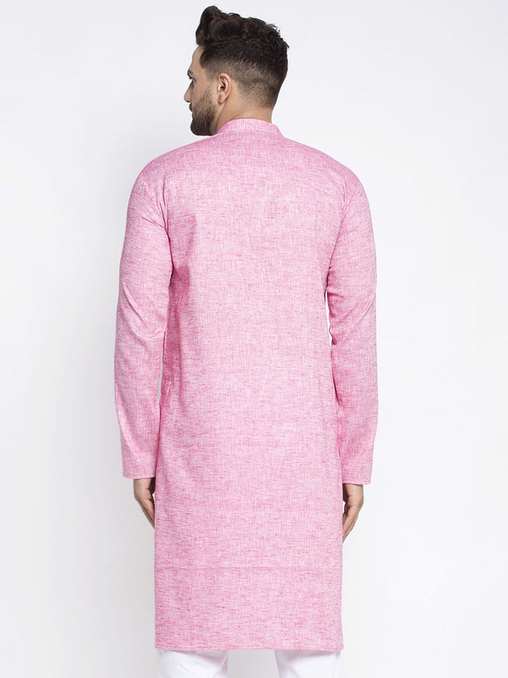 Jompers Men Pink & White Self Design Kurta Only - Distacart