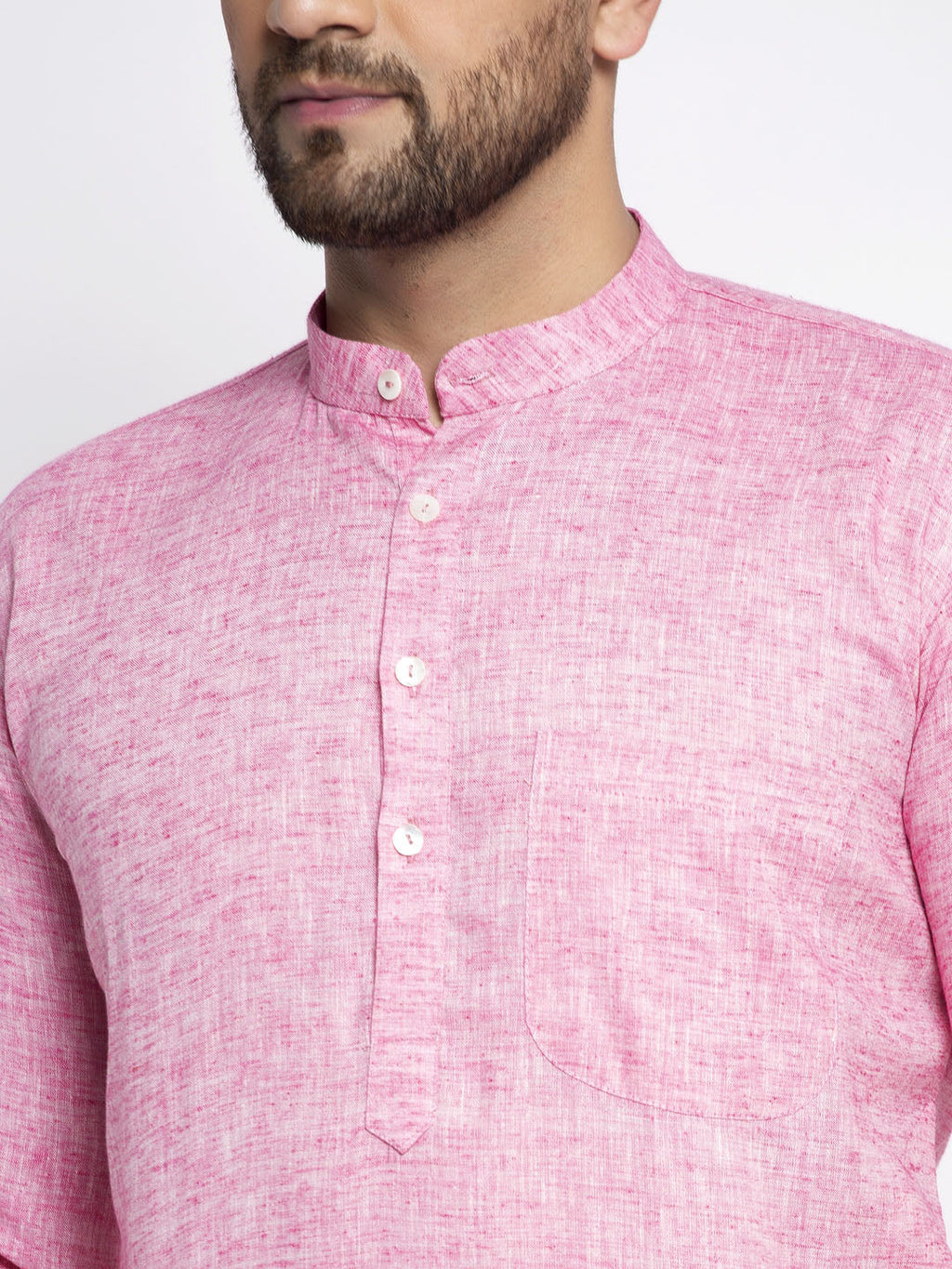 Jompers Men Pink & White Self Design Kurta Only - Distacart