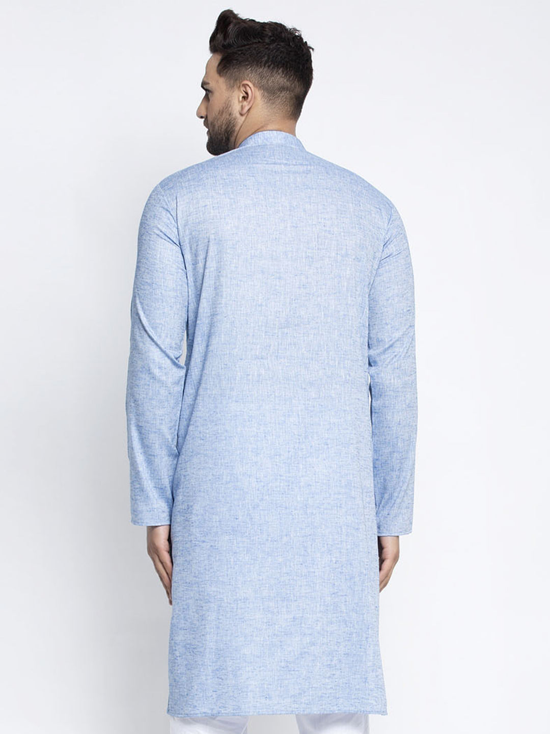 Jompers Men Blue & White Self Design Kurta Only - Distacart