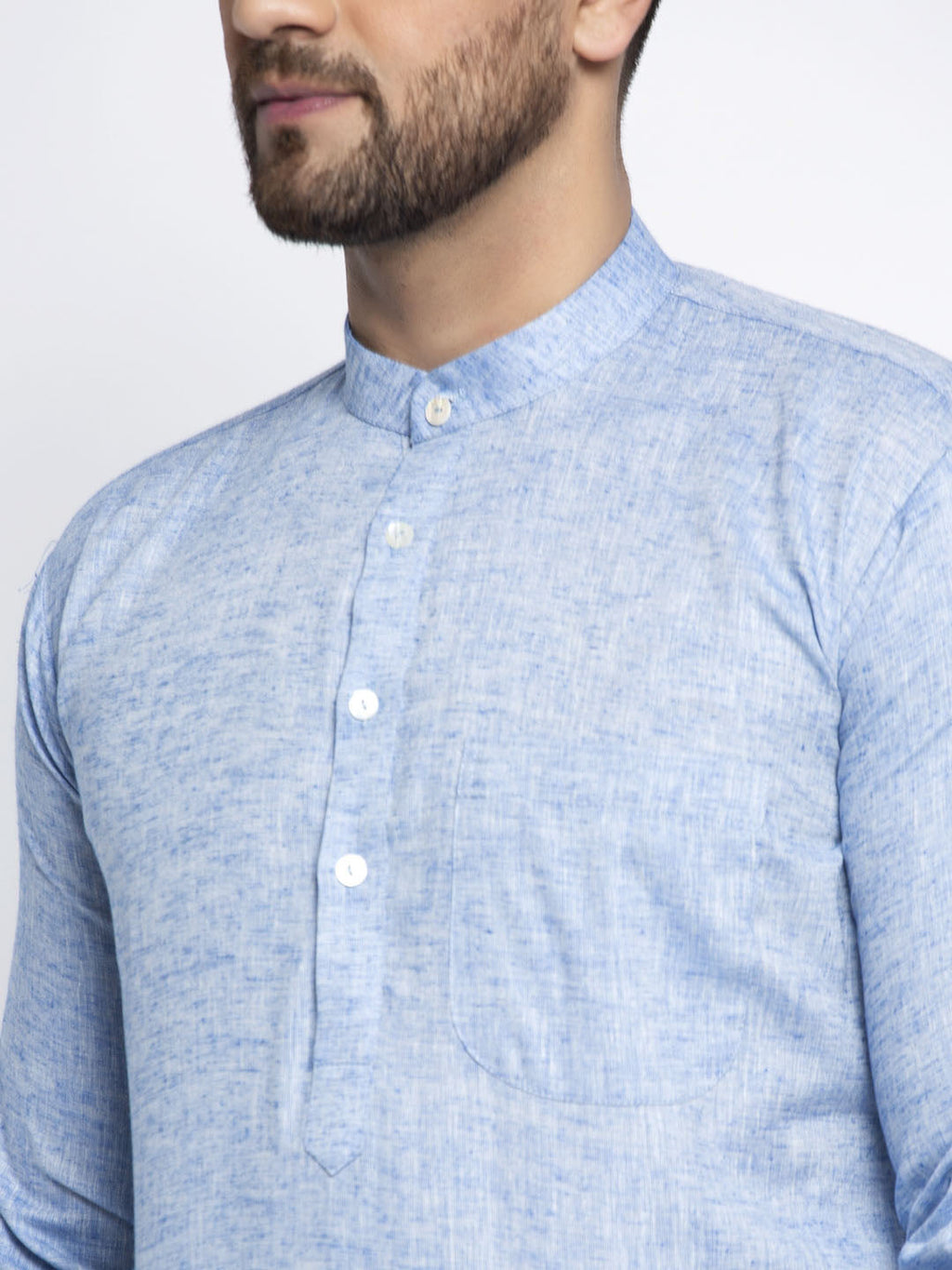 Jompers Men Blue & White Self Design Kurta Only - Distacart