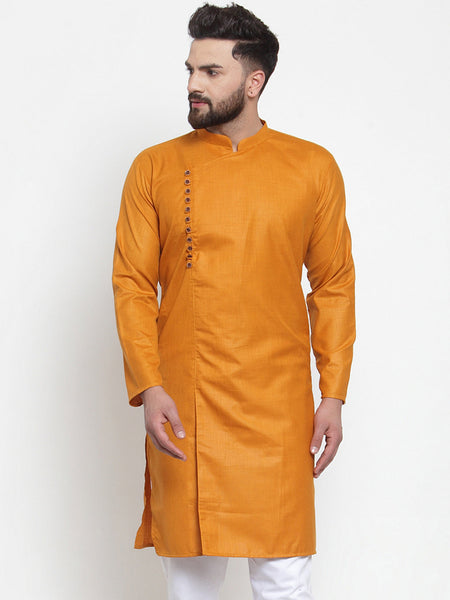 Jompers Men Mustard Solid Kurta Only