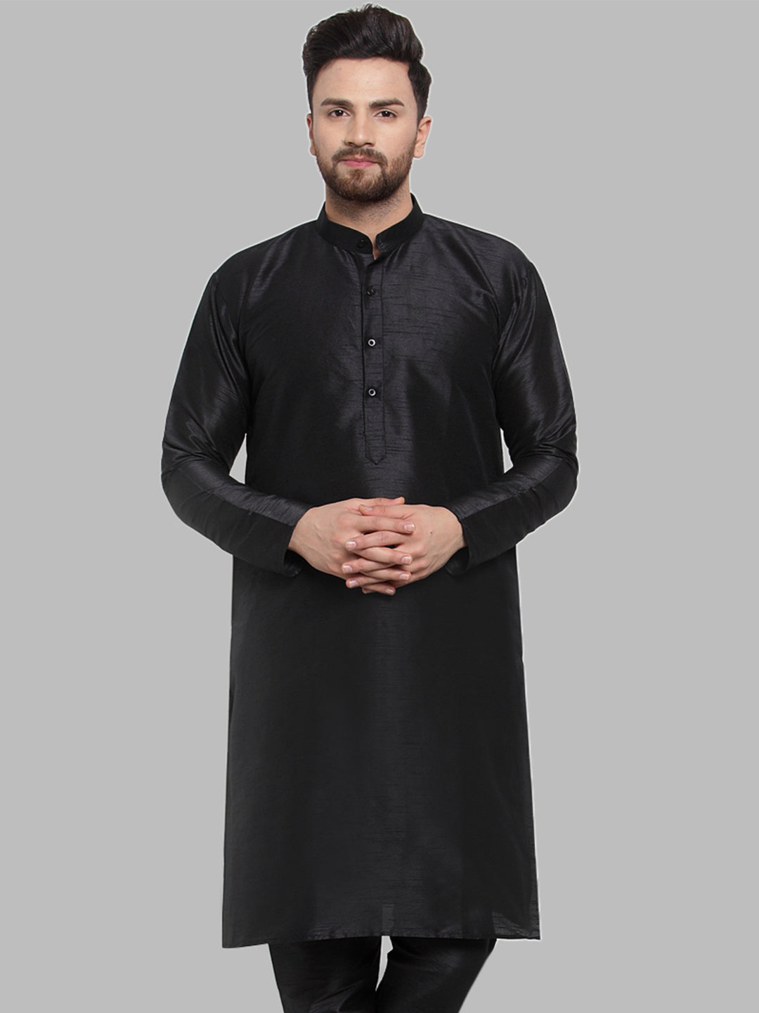 Jompers Men Black Solid Kurta Only - Distacart