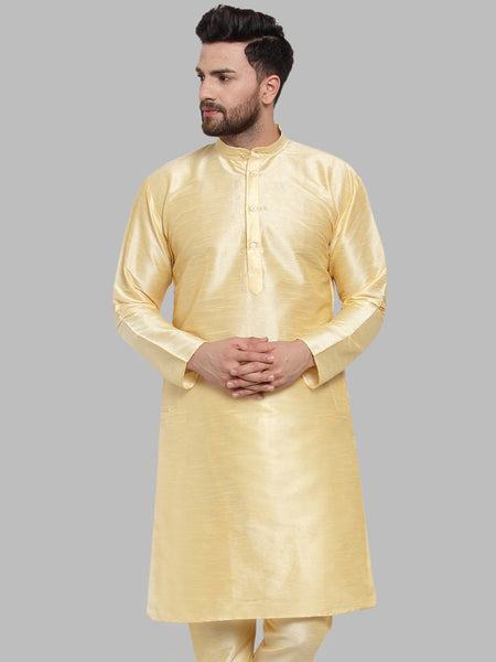 Jompers Men Golden Solid Kurta Only