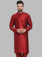 Jompers Men Maroon Solid Kurta Only - Distacart