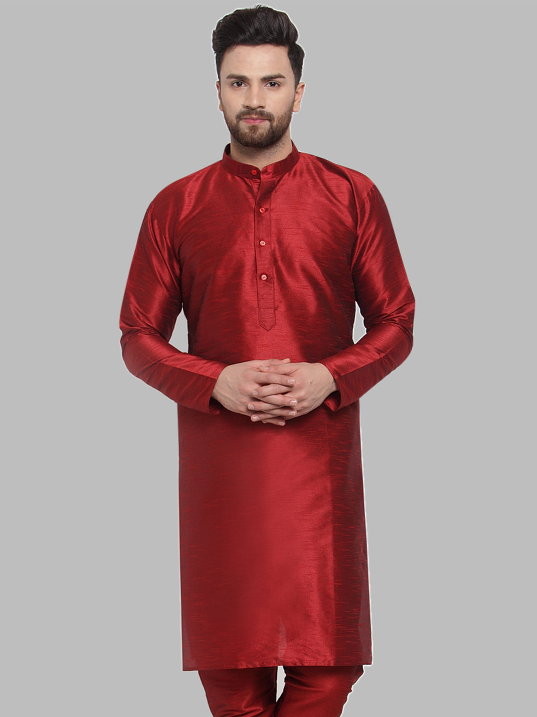 Jompers Men Maroon Solid Kurta Only - Distacart