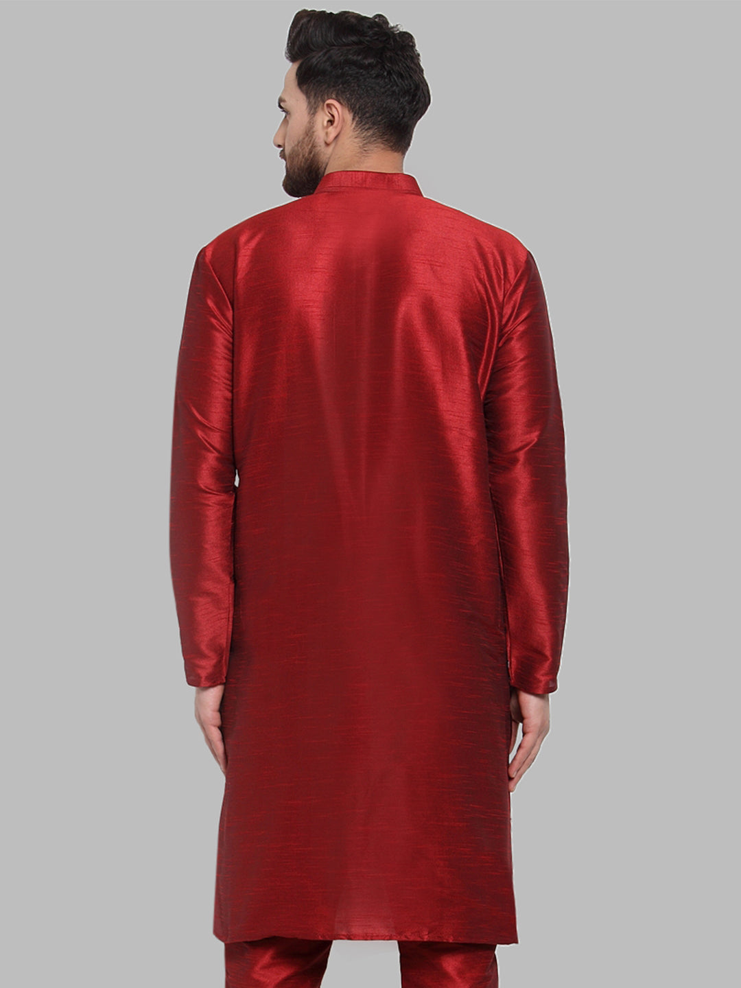 Jompers Men Maroon Solid Kurta Only - Distacart
