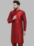 Jompers Men Maroon Solid Kurta Only - Distacart