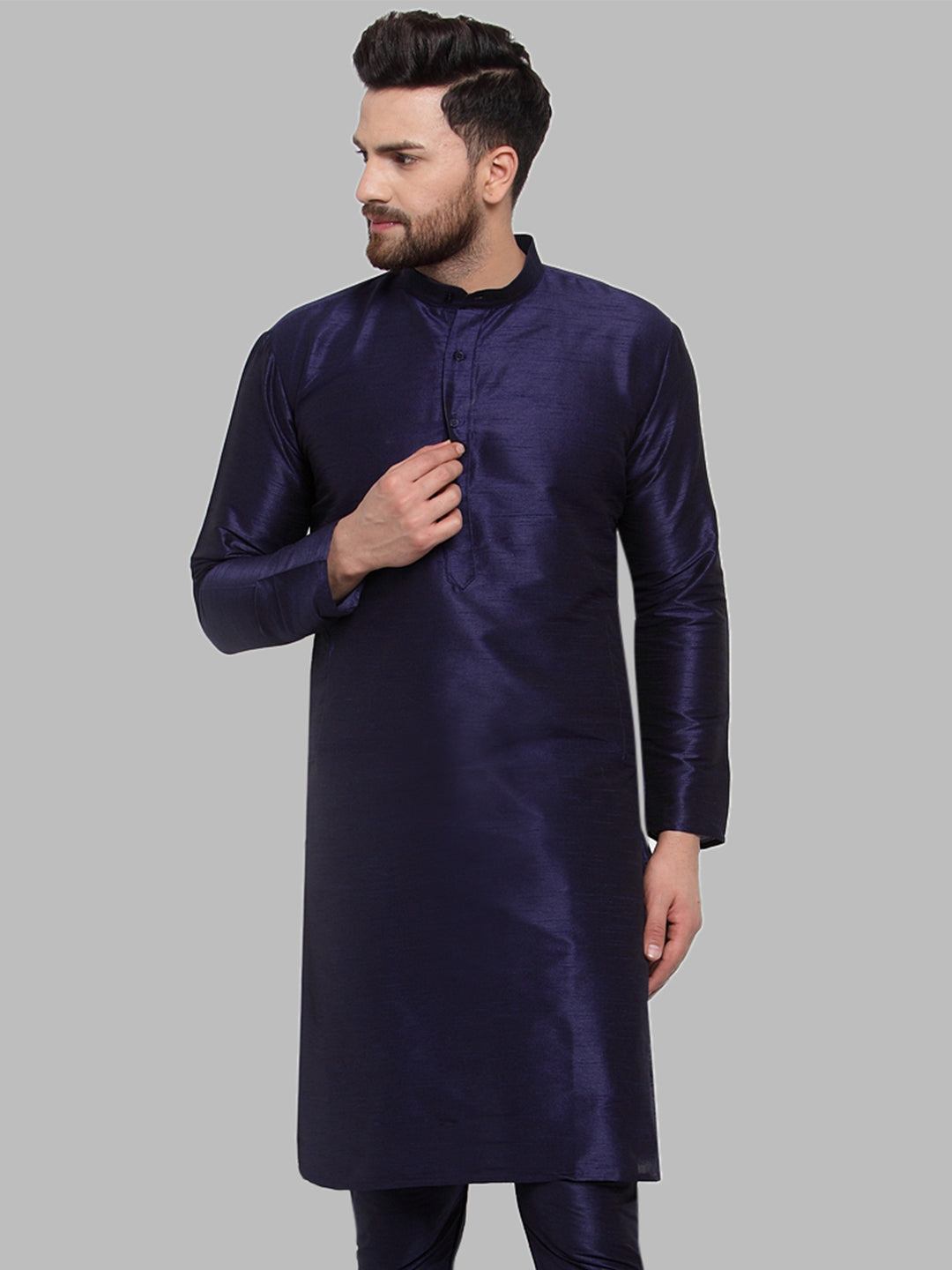 Jompers Men Navy-Blue Solid Kurta Only - Distacart
