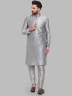 Jompers Men Silver Solid Kurta Only - Distacart