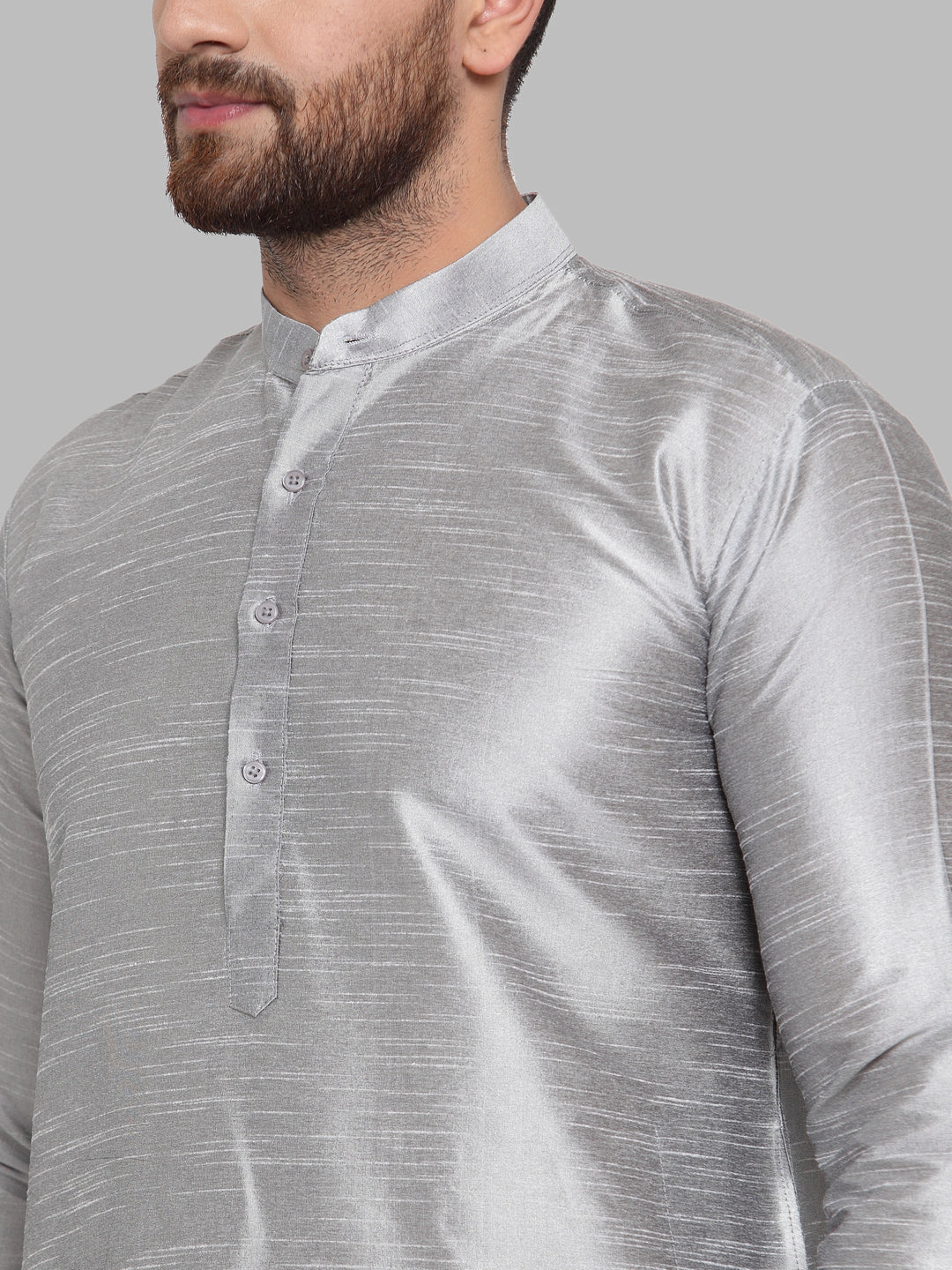 Jompers Men Silver Solid Kurta Only - Distacart