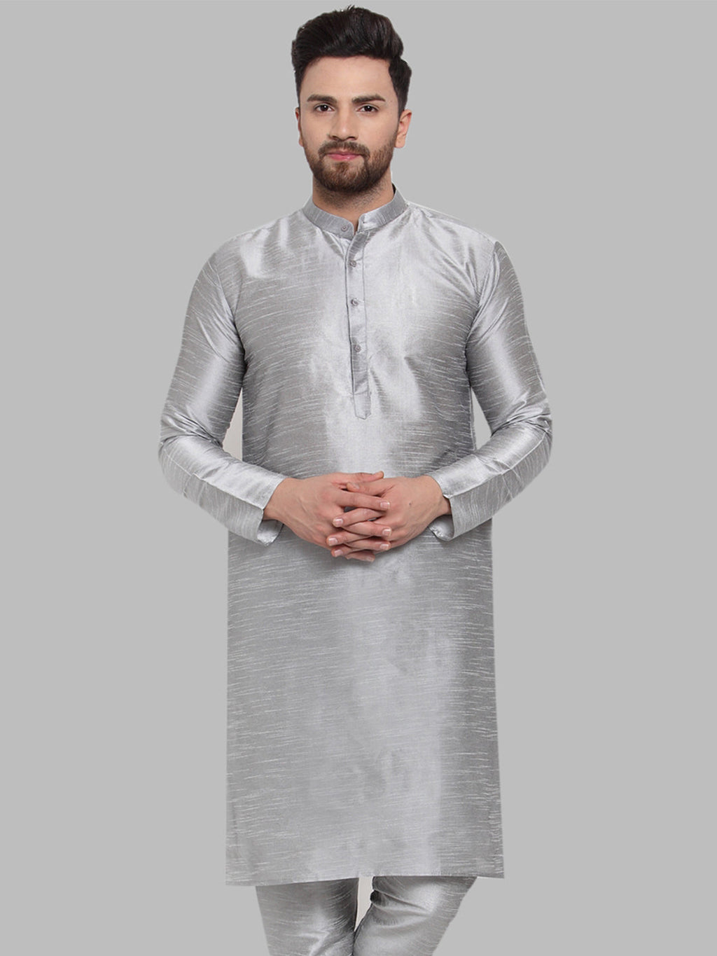 Jompers Men Silver Solid Kurta Only - Distacart