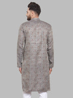 Jompers Men Grey & White Woven Design Kurta Only - Distacart