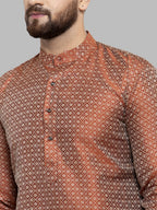 Jompers Men Orange & White Woven Design Kurta Only - Distacart