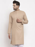 Jompers Men Light-Brown & White Solid Kurta Only - Distacart