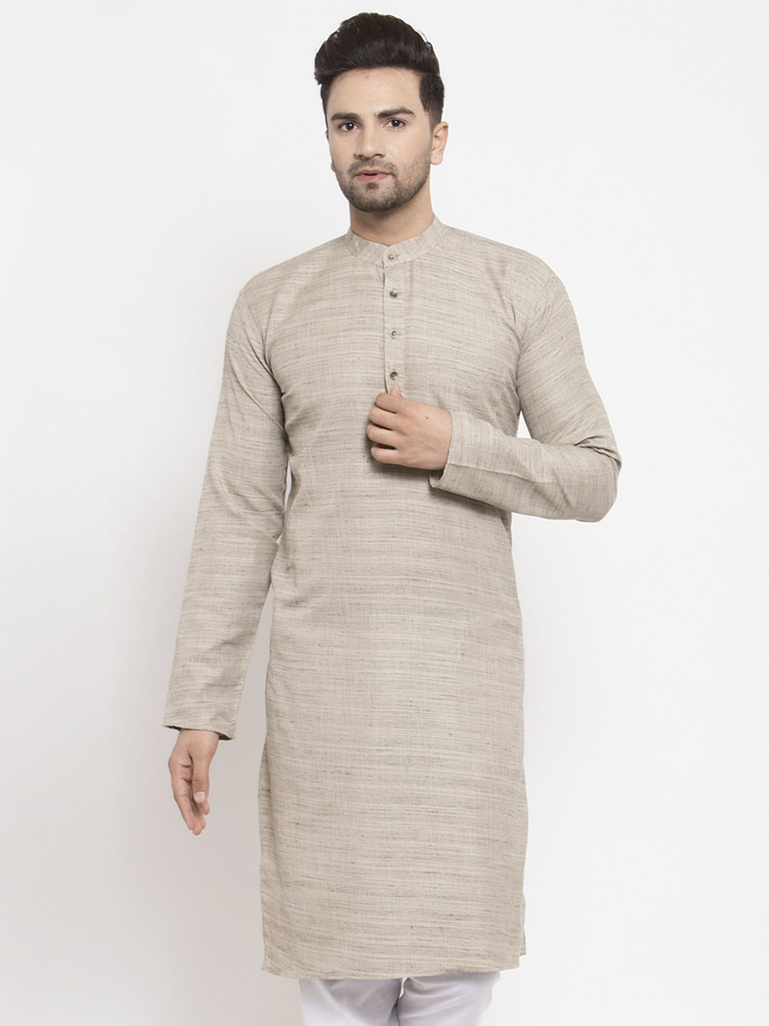 Jompers Men Grey Self Design Kurta Only - Distacart